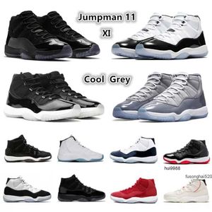 2023 Jumpman 11 11s Scarpe da basket maschile Sneaker grigio Jubilee Concord Bred Cap and Gown Gym Red Space Jam Gamma Blue Bred Men Women Sportsjordon Jordab