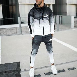 Männer Trainingsanzüge Frühling Und Herbst Trend Sportswear Anzug männer Strickjacke Elastische Casual Hoodie Gradienten Großhandel