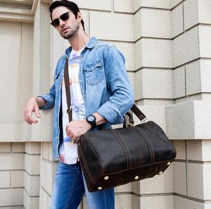 Duffel Bags Business Travel Men Big Handbag Genuine Leather Male Luggage Shoulder Bag Cowhide Large Capacity Weekend Tote