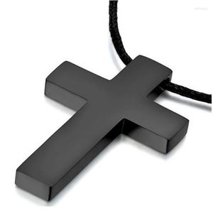 Подвесные ожерелья Kotik Classic Black Cross с веревочной цепной ожерелье из нержавеющей стали мужские украшения простой