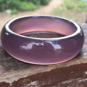 Bangle Natural Purple Agate Handcarved Jade Real Armband Stone For Women Men Wide Face Armband