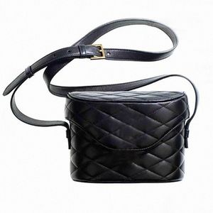 June box bag in quilted lambskin with front flap closure metal hardware shoulder bags Luxury Designer women's leather handbag Crossbody Purse