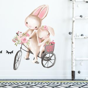 Adesivos de parede Bicicleta fofa flor amante de coelhos decoração de casamento mural para quarto decoração de casa decoração Poster decorativo