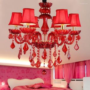 Pendelleuchten Mode Europäische Deckenleuchte Rote Farbe Kristall Wohnzimmer Lichter Festliche Hochzeit SchlafzimmerBeleuchtung für Zuhause