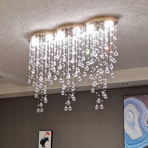 Lampade a sospensione ristorante Lampada lunga semplice moderna sala da pranzo rettangolare Luci a barre tavolo Crystal Hanging Light LED LED