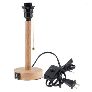 Portalampada Base in legno 2.3m 3m E27 E26 Supporto da comodino per interruttore da tavolo con porte di ricarica USB per illuminazione domestica