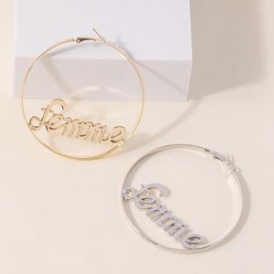 Hoop Earrings Women's Fashion Creative Exaggerated Geometric Round Personality Business Letter Trendy 2022