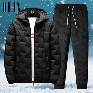 Спортивный костюм OEIN Winter Men Parka Set Outwear OvercoatCotton Pants Suit Casual Warm Pcs Parkas Sets Slim Fit Mens Clothing Y2211