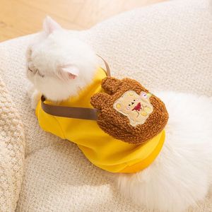 Abbigliamento per cani Zaino Orso Cani Felpe con cappuccio Stampa Vestiti per animali Gatto Caldo Costume Kawaii Autunno Bichon Moda Casual Accessori gialli