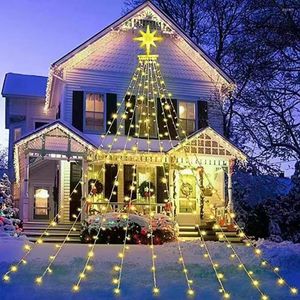 Strings 350 LEDs Waterfall Lights For Christmas Waterproof Star String High Brightness 8-Lighting Modes Garden Yard