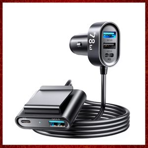 CC453 78W 5 em 1 Carregador de carro Fast USB C Carregador de carro PD 3.0 QC 4.0 3.0 PPS 25W Tipo C Adaptador de carregador multi-carro com 1,5m de cabo