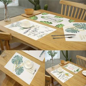 Tischsets Tischset PVC Moderner Stil Pflanzendruck Wasserdicht Küchenzubehör Getränk für Abendessen Schüssel Tasse Pad Matte 30 45 cm