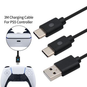 Cabo de carregamento de 3 metros 2 em 1 tipo C para PS5 / Switch / Xbox Série x S Controlador de jogo Smart Phone Supply Charger Cord With Light Fast Ship