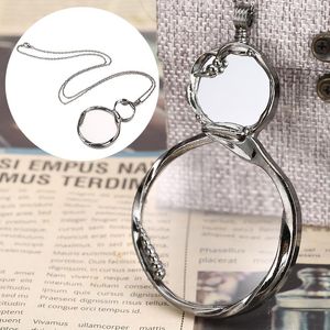 Pendant Necklaces Creative Mirror Magnifier Necklace Metal Pendent Practical Magnifiers Portable Magnification Tool Pendents