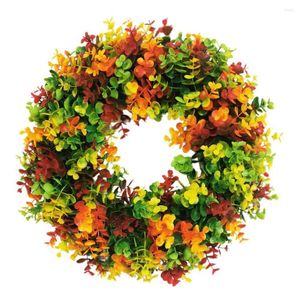 Decorative Flowers Autumn Wreath Rustic Widely Applied No Withering Rural Fall Eucalyptus Farmhouse For Front Door Wholesale Drop