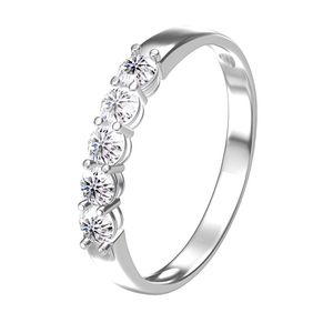 Pierścień Solitaire Aeaw 14k białe złoto 0,1ct 3mm Całkowicie 0,5ctw DF Round Cut Empagand Wedding Lab Diamond Band dla kobiet 221103