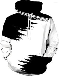 Erkek Hoodies 2022 Sonbahar ve Kış Siyah Beyaz Stripe Mürekkep 3D Kazak Erkek Kazak Hoodie Günlük Konfor