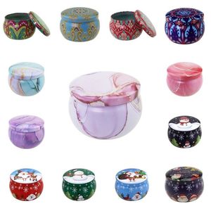 Candles Merry Christmas Pattern Metal Box Circar Aromatherapy Candle Jar Scented Tea Candy Packing Makou Iron Case 1 6Tb J2 Drop Del Dhpu9