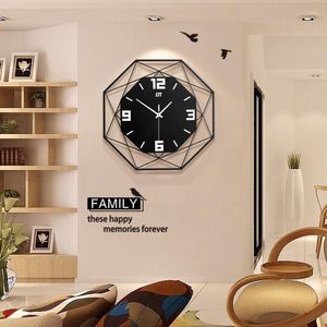 Relógios de parede Relógio europeu de moda simples Decoração da sala de estar nórdica Praça pendurada 43x43cm