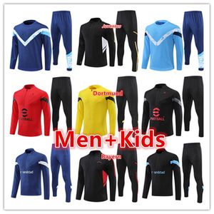 Conjuntos de camisas de treino de futebol masculino para crianças 2022 2023 AC MILANS BAYERNS MUNICHS DOrtmund jaqueta de treino de futebol jogging chandal futbol survetement