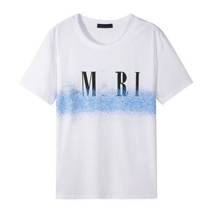 Herr t-shirts sommar bomull casual bokstav spray f￤rg m￶nster ungdom rund hals kort ￤rm herr t-shirt