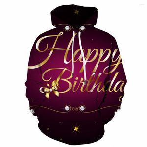 Herrtröjor 3D Happy Birthday Sweatshirts Men Star Hooded Casual Party Hoody Anime Hip Hop Sweatshirt Tryckt långärmad