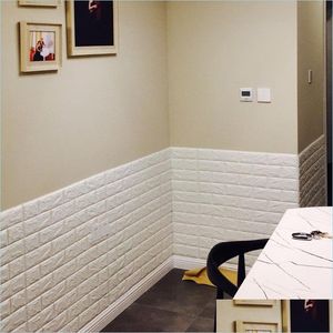Wall Stickers 70X77 3D Brick Wall Stickers Diy Self Adhensive Decor Foam Waterproof Ering Wallpaper For Tv Background Kids Living Ro Dhip7