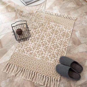 Tappeti In Stile Bohemian Cotone Lino Tappeti Tessuti A Mano Tappetino Geometrico Camera Da Letto Soggiorno Tappeto Con Nappe Decorativo Per La Casa