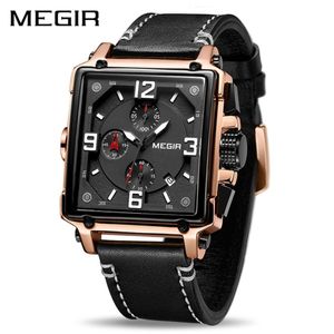 Megir Creative Men Watch Top Brand Luxury Chronograph Quartz Watches ClockMen Leather Sport Army Wrist Watches Saat 201211346D