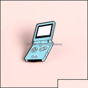 Pins Brooches Pins Brooches Jewelry Handheld Game Console Pin Blue Hine Brooch Soft Enamel For Women Men Cartoon Badge Player Drop Ottm8