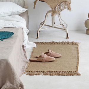 Carpets Jute Weave Mat Hand Woven For Living Room Bedroom Decorate Home Carpet Floor Door Area Rug Tapete Table Runners