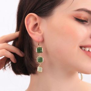 Stud Earrings KISS ME Styles Fashion Jewelry Long Light Green Square Pendant Christmas Gifts
