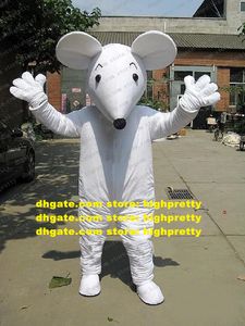 Vivid White Mascot Costume Muroidea Mouse Topi Rat Mascotte adulto con piccoli occhi neri Naso tondo No.390 Nave libera