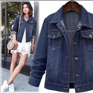 Women's Jackets Cropped Wash Pocket Classic Single Breasted Lapel Denim Jacket