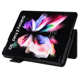 Samsung Galaxy Z Fold 6 5 4 3 Lychee Litchi Wallet Case with Card Slotsの革携帯電話ケース