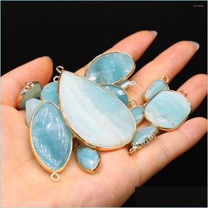 Colares de pingentes de colares pendentes encantos de azul natural ￡gata mtishape amazonites conectores para fazer diy judeus colar bracel dhoud