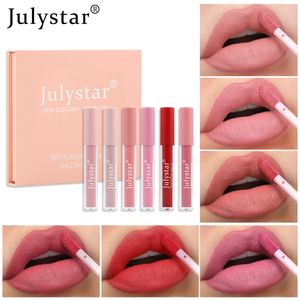 6pcs Matte Lip Gloss Liquid Lipstick Conjunto Fundação Maquia