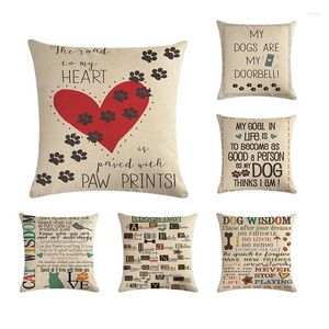 Pillow 45x45cm Letter Cover The Road To My Heart Sofa Throw Home Decorative Dog Is Doorbell Pillowcase