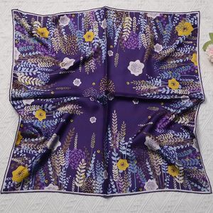 Scarves Luxury Purple Wheat Ears Women Square Mulberry Silk Scarf Fashion Shawl Hijab Bandana Foulard Neckerchief Female Bow Ties