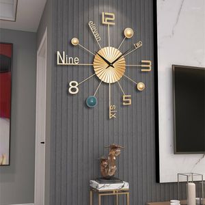 Wall Clocks Modern Metal Wrought Iron For Living Room Furniture Decorative WallClock Creative Design Upscale Entrance Clock