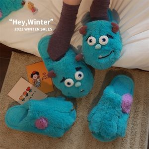 Slippers YvvCvv Monster Claw Fluffy Fur Women Warm Closed Cute Plush Memory Foam Slide Home Winter Indoor Shoes 221103