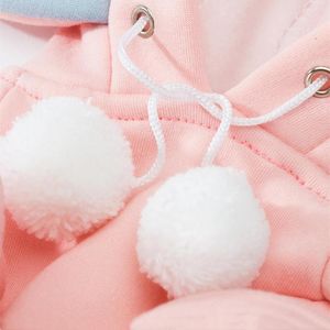 Abbigliamento per cani Felpa con cappuccio con orecchie di elefante rosa Vestiti per gatti per animali domestici Attrezzatura per Pasqua di Natale Tessuto confortevole Abito carino