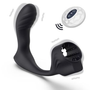 Massaggio prostatico maschile vibratore vibratore cazzo manica del pene cockring anale butt plug stimolatore ritardo eiaculazione anello giocattolo del sesso