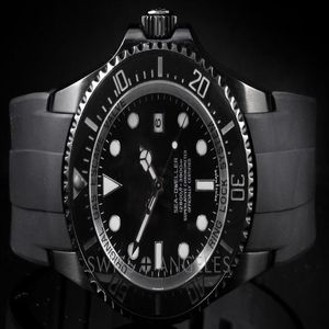 Orologi di marca di alta qualità di lusso 116660 Acciaio inossidabile Sea-Dweller Movimento PVD Orologio meccanico automatico da uomo Cinturino in caucciù Wat245O