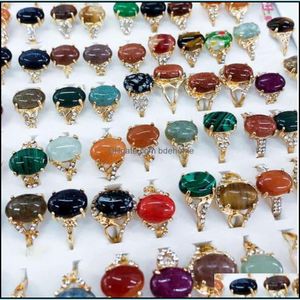 Bandringar Band ringar smycken est 30 stycken/mycket naturlig ädelsten kristall boheme mix stil rosguld design för kvinnor och män fash otrqj