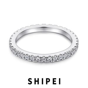 Anello solitario SHIPEI Fashion 925 Sterling Silver White Sapphire Gemstone Wedding Band placcato oro 18K per le donne Fine Jewelry all'ingrosso 221103