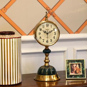Table Clocks American Creative Art Glass Retro Clock Living Room Decoration Metal Vintage Pendulum Bracket Desk Ornaments
