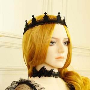 Black Vampire Queen Lace Lace Personalidade Moda Moda Elastic Lace Bands Crown Festival Party Stage Performance Hair Acessórios