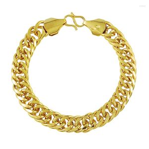 Charm-Armbänder, echtes 24-Karat-Gold-Armband, 10 mm seitlich, kubanischer Damen- und Herrenschmuck, Geschenke