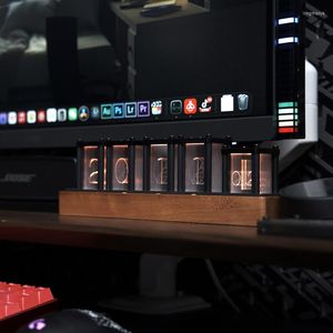 Relógios de mesa RGB Quasi-Light Nixie Tube Clock digital Relógio Nórdico Ornamentos eletrônicos de desktop